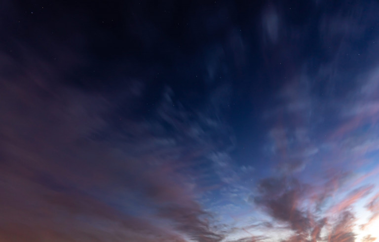 Beautiful blue sky at sunset with color transition.