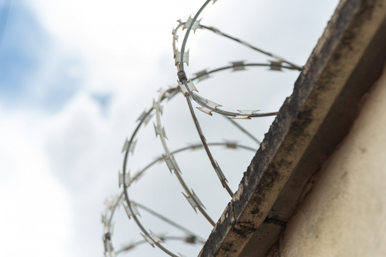 Photo of a residential security fence